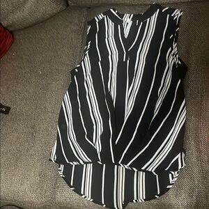 Black and White Striped Sleeveless Top